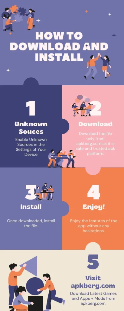 Infographics to show how to download and install the game.